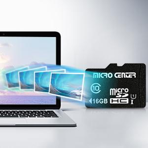 Micro Center 16GB micro sd card Fast Transfer Speeds