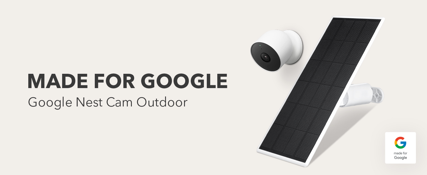 Wasserstein Premium Solar Panel for Google Nest Cam Outdoor or Indoor, Battery
