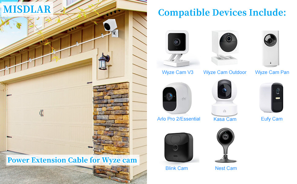 Power Extension Cable Compatible with WyzeCam, Wyze Cam Pan