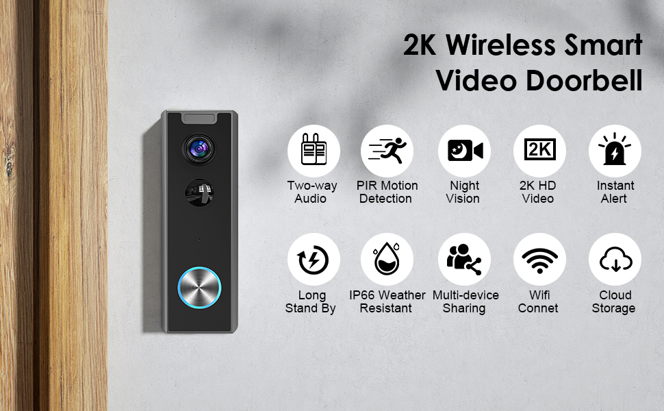 2K Video Doorbell Camera Wireless