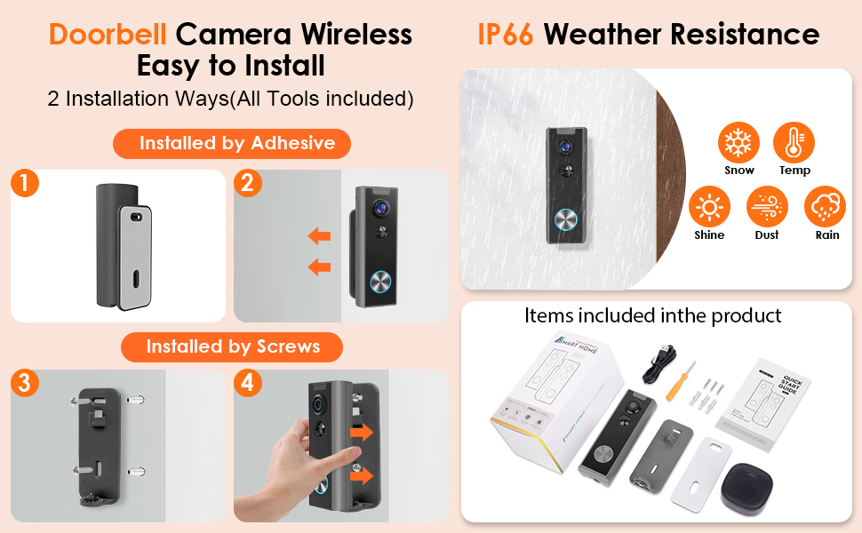 2K Video Doorbell Camera Wireless