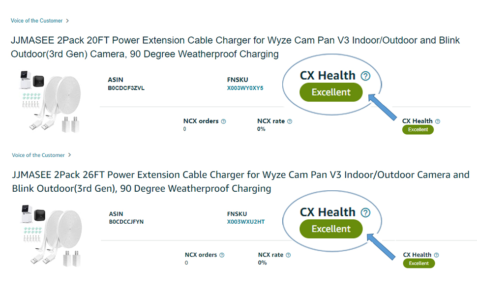 JJMASEE POWER CABLE FOR WYZE AND BLINK CAMERA A+