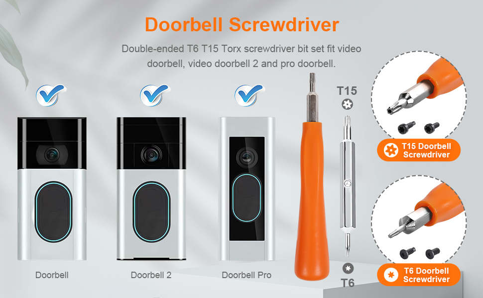The doorbell screwdriver is suitable for different models video doorbells